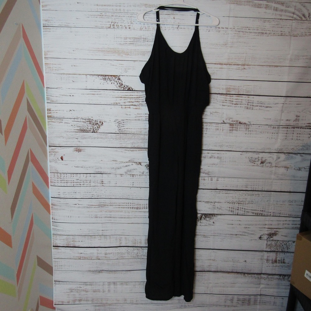 prAna Jumpsuit Womens Large Black Fernie Wide Leg TENCEL Modal Sleeveless NWT‎